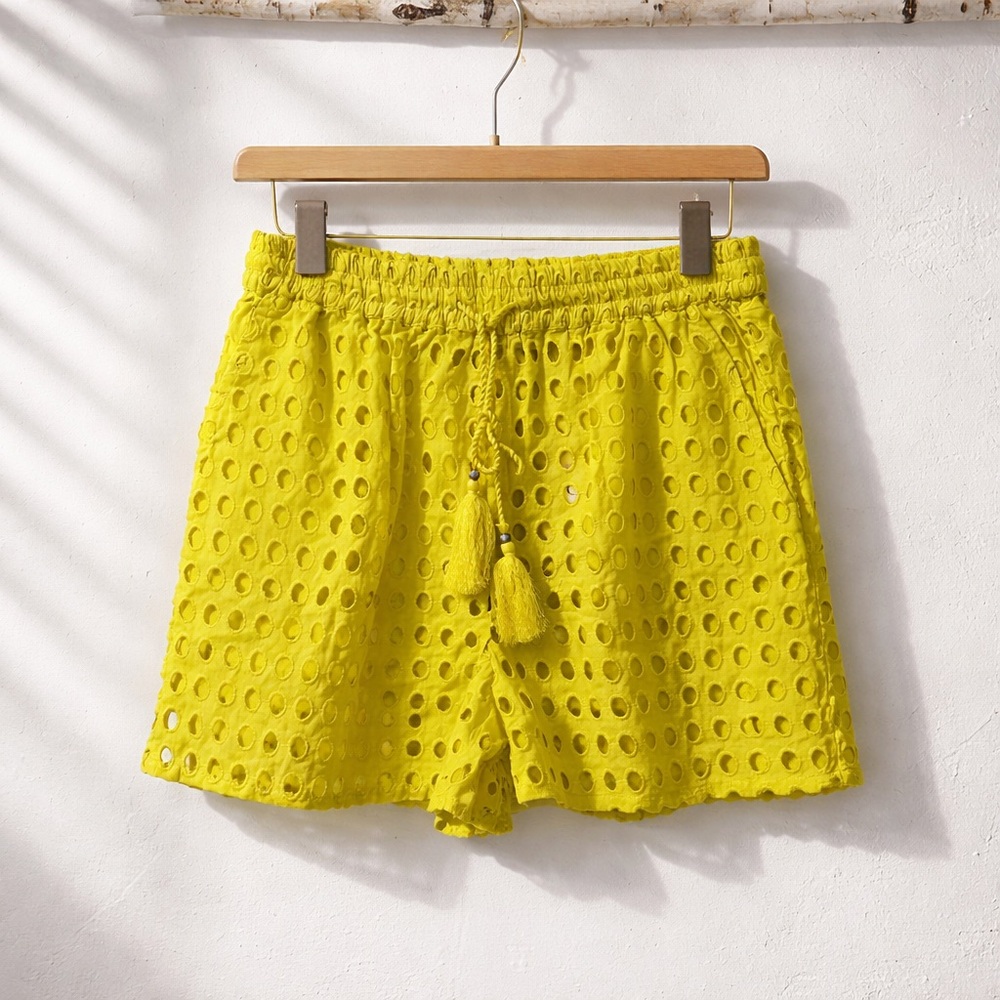 Dotti Citrine Openwork M Swimsuit Coverup Shorts Eyelet